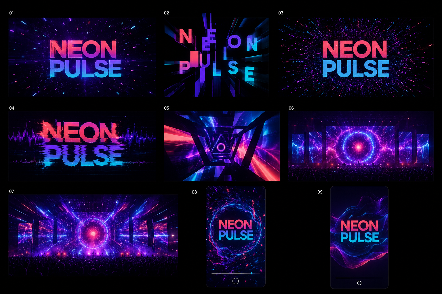 Neon Pulse motion design sequence presentation