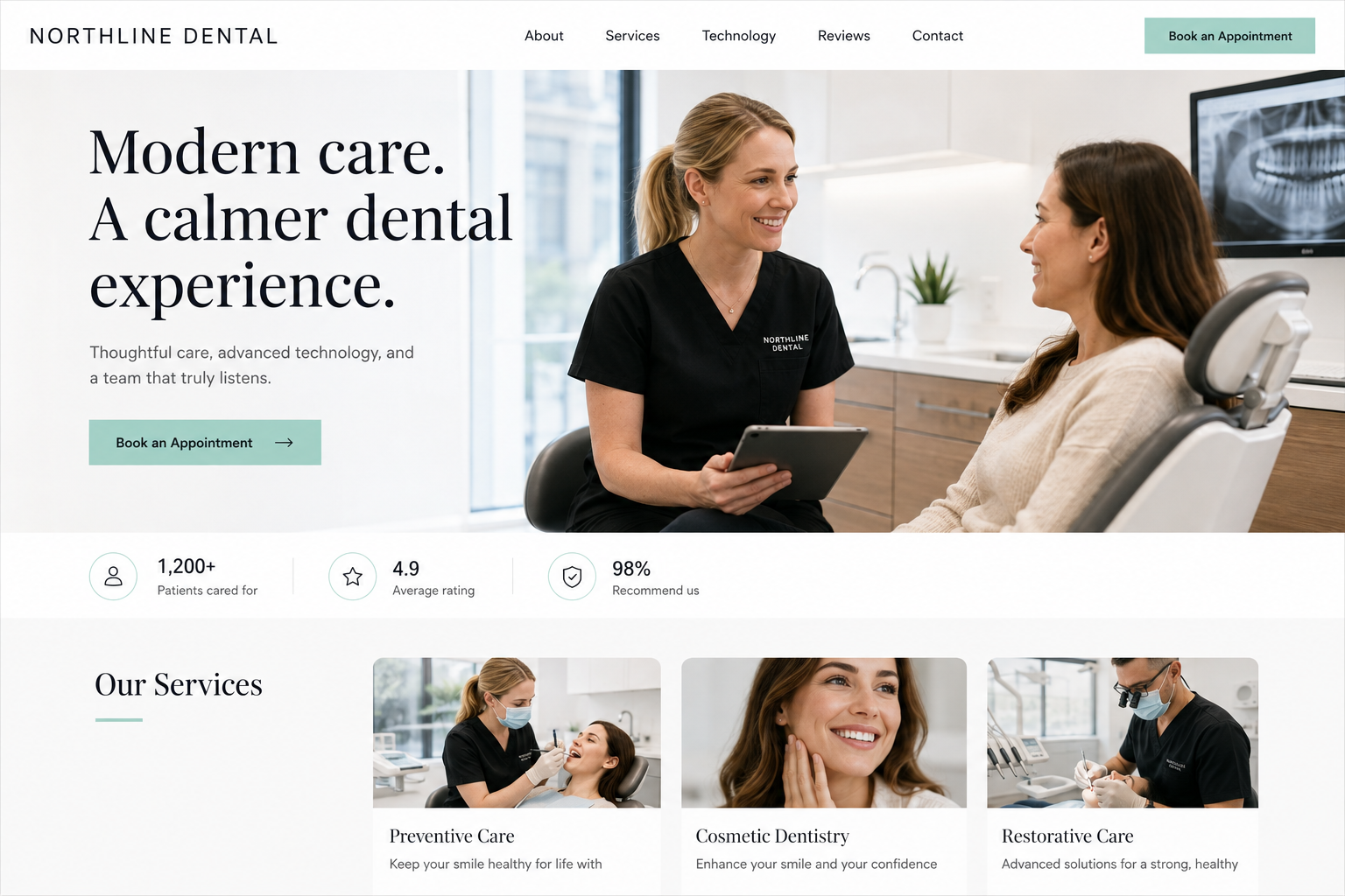 Northline Dental website homepage